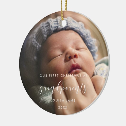 Elegant Ons Eerste Kerstfeest als grootouders Keramisch Ornament (Links)