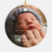 Elegant Ons Eerste Kerstfeest als grootouders Keramisch Ornament (Achterkant)