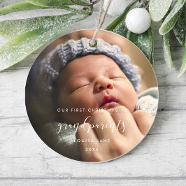 Elegant Ons Eerste Kerstfeest als grootouders Keramisch Ornament