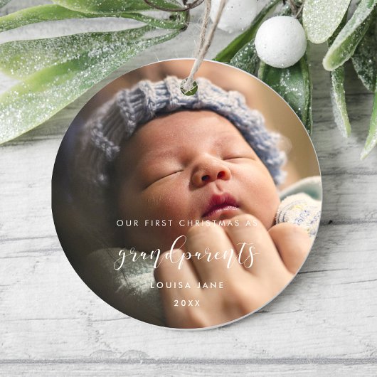 Elegant Ons Eerste Kerstfeest als grootouders Keramisch Ornament