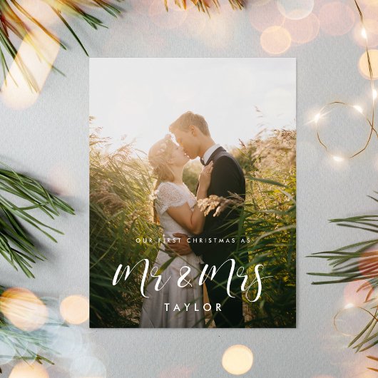 Elegant Ons eerste kerstfeest als Mr. en Mrs. foto Briefkaart