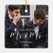 Elegant Ons eerste kerstfeest als Mr & Mr Foto Keramisch Ornament (Achterkant)