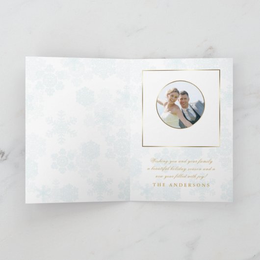 Elegant ons eerste kerstfeest als Mr. & Mrs Foto Kaart (Binnen)