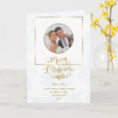 Elegant ons eerste kerstfeest als Mr. & Mrs Foto Kaart (Gele Bloem)