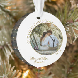 Elegant ons eerste kerstfeest als Mrs. & Mr Foto Ornament