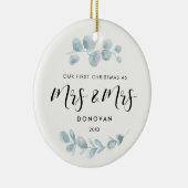 Elegant Ons eerste kerstfeest als Mrs. & Mrs Green Keramisch Ornament (Rechts)