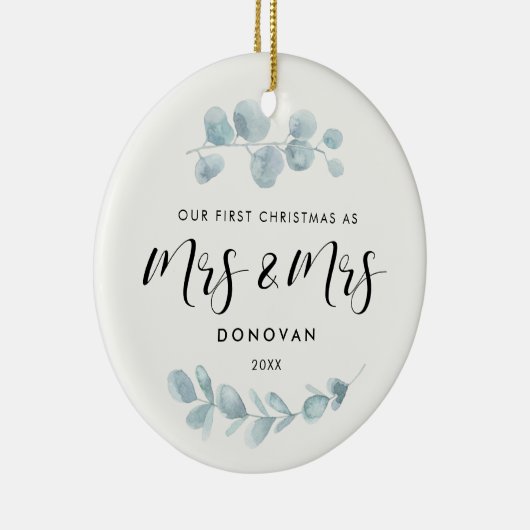 Elegant Ons eerste kerstfeest als Mrs. & Mrs Green Keramisch Ornament (Rechts)