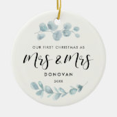 Elegant Ons eerste kerstfeest als Mrs. & Mrs Green Keramisch Ornament (Voorkant)