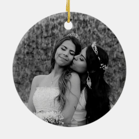 Elegant Ons eerste kerstfeest als Mrs. & Mrs Green Keramisch Ornament (Achterkant)