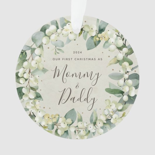 Elegant Ons eerste Kerstfeest als Ouders Foto Ornament (voorkant)