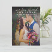 Elegant Ons eerste kerstfeest-groene foto Feestdagenkaart (Staand voorkant)