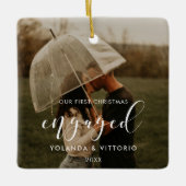 Elegant Ons eerste kerstfeest met foto Keramisch Ornament (Voorkant)