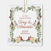 Elegant Ons Eerste Kerstfeest Together Ornament (Links)