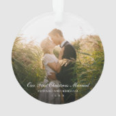 Elegant Ons eerste kersthuwelijk Foto Pas getrouwd Ornament (achterkant)