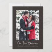 Elegant ons eerste kersthuwelijk met sneeuwvlokken feestdagenkaart (Voorkant)