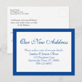 Elegant ons nieuwe adres Gecombineerd Blauw & Wit Briefkaart (Voorkant / Achterkant)