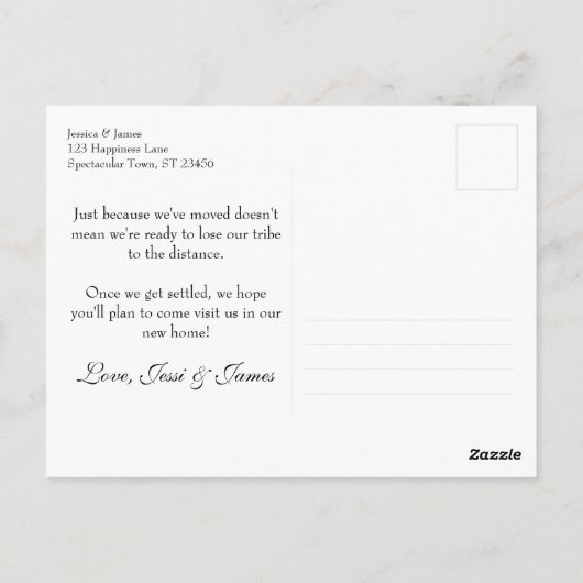 Elegant ons nieuwe adres Gecombineerd Blauw & Wit Briefkaart (Achterkant)