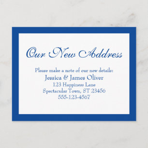 Elegant ons nieuwe adres Gecombineerd Blauw & Wit Briefkaart