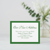 Elegant ons nieuwe adres, groen en wit briefkaart (Staand voorkant)