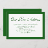 Elegant Ons Nieuwe Adres Omrand Groen op Wit Informatiekaartje (Voorkant / Achterkant)