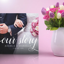 Elegant Ons Verhaal Foto Bruiloft Handgeschreven Canvas Afdruk