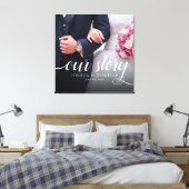 Elegant Ons Verhaal Foto Bruiloft Handgeschreven Canvas Afdruk (Insitu (Slaapkamer))
