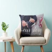 Elegant Ons Verhaal Foto Bruiloft Handgeschreven Kussen (Stoel)