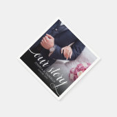 Elegant Ons Verhaal Foto Bruiloft Handgeschreven Servet (Hoek)