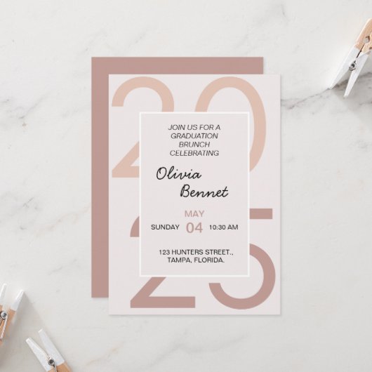 Elegant ontbijt Afstuderen brunch voor haar Kaart (Voorkant / Achterkant in situ)