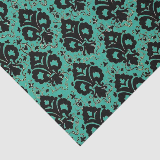 Elegant  ontkoppelingspagina Black Blauwgroen Dama Tissuepapier (Detail)