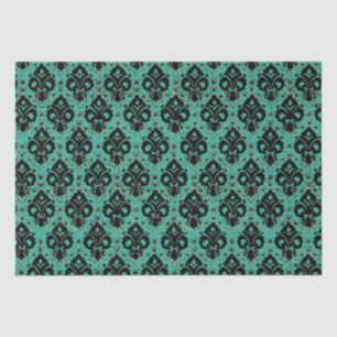 Elegant ontkoppelingspagina Black Blauwgroen Dama Tissuepapier