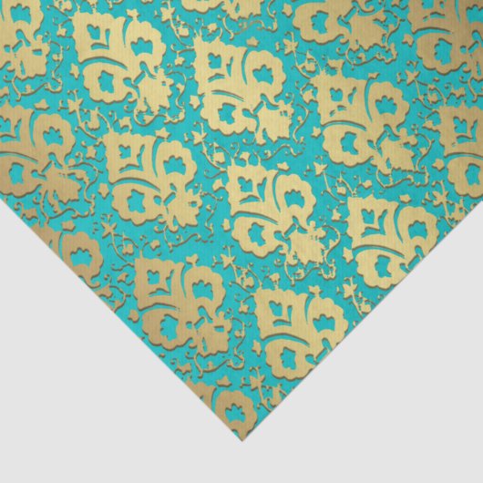 Elegant  ontkoppelingspagina Gold Blauwgroen Damas Tissuepapier (Detail)