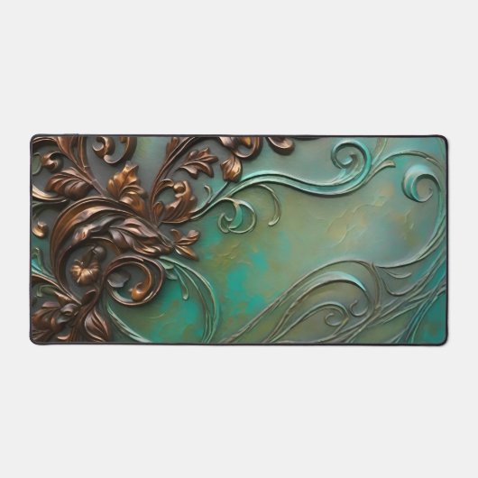 Elegant ontmoet industrieel patina faux metal bureaumat (Voorkant)