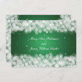 Elegant ontvangstfeest sprankel smaragdgroen kaart (Voorkant / Achterkant)
