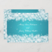 Elegant ontvangstfeest sprankelend turquoise kaart (Voorkant / Achterkant)
