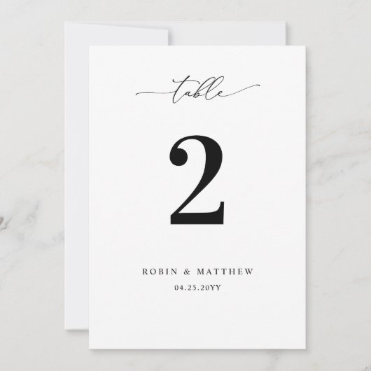 Elegant ontvangstscript Kalligrafie Tafelnummer (Voorkant)
