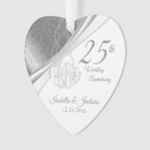 Elegant ontwerp - 25e zilveren bruiloft Jubileum Ornament (voorkant)