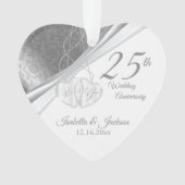 Elegant ontwerp - 25e zilveren bruiloft Jubileum Ornament (voorkant)