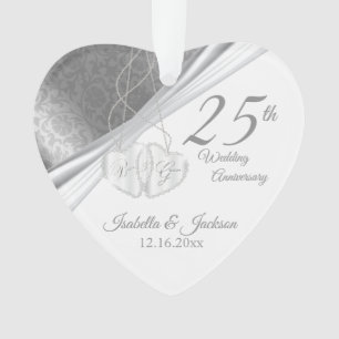 Elegant ontwerp - 25e zilveren bruiloft Jubileum Ornament