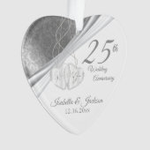 Elegant ontwerp - 25e zilveren bruiloft Jubileum Ornament (voorkant)