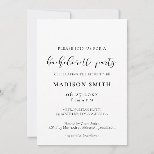 Elegant ontwerp Bachelorette Party Kaart (Voorkant)