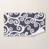 Elegant ontwerp, bloempatroon, marineblauw, wit bad handdoek (Handdoek)