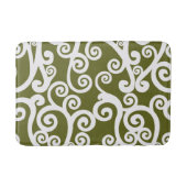 Elegant ontwerp, bloempatroon, olijfgroen, wit badmat (Voorkant)