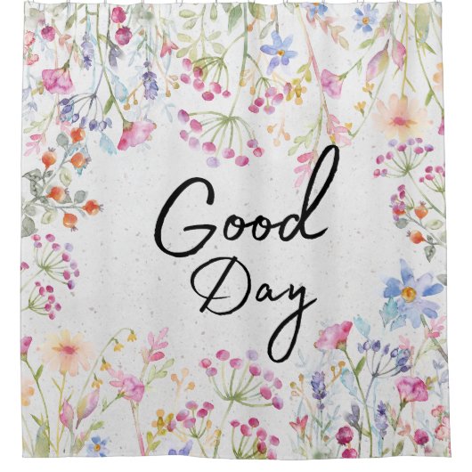 Elegant ontwerp Botanisch met manuscripttekst Flor Douchegordijn (Voorkant)