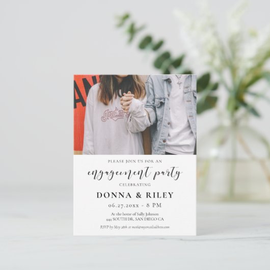 Elegant ontwerp Engagement party foto uitnodiging (Staand voorkant)