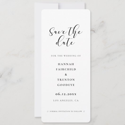 Elegant ontwerp Fotostrip Sla de datum op Aankondiging (Achterkant)