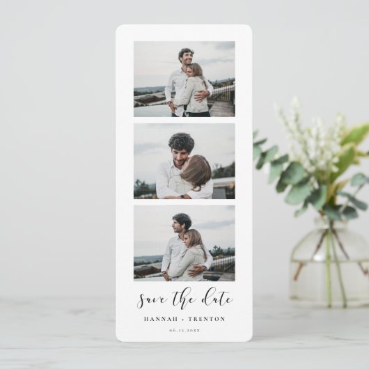 Elegant ontwerp Fotostrip Sla de datum op Aankondiging (Staand voorkant)