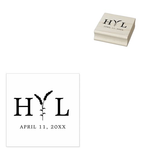 Elegant ontwerp met bloemen en Initiaal voor bruil Rubberstempel (Gestempeld)