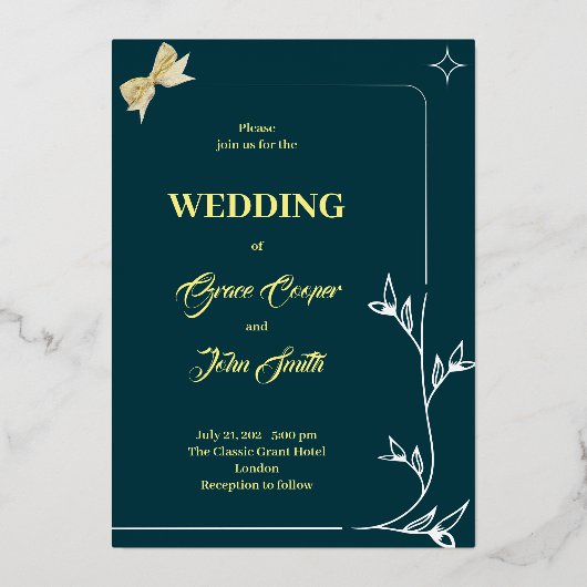 ELEGANT ONTWERP MET DONKERBLAUWE ACHTERGROND  FOLIE UITNODIGING (Voorkant)