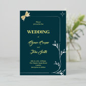 ELEGANT ONTWERP MET DONKERBLAUWE ACHTERGROND  FOLIE UITNODIGING (Staand Voorkant)